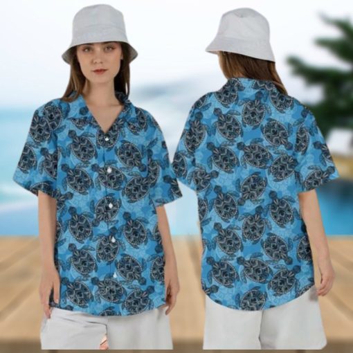 Turtle Button Up Hawaiian Shirt For Women