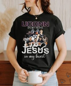 UConn Huskies In My Veins Jesus In My Heart T Shirt