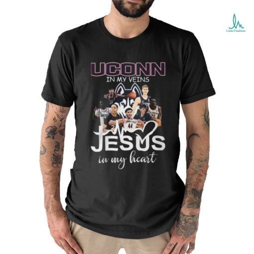 UConn Huskies In My Veins Jesus In My Heart T Shirt