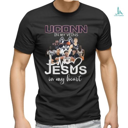 UConn Huskies In My Veins Jesus In My Heart T Shirt