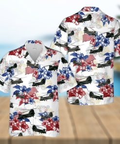 US Army Boeing CH 47 Chinook Gift For 4th Of July Aloha Flower Pattern Hawaiian Shirt