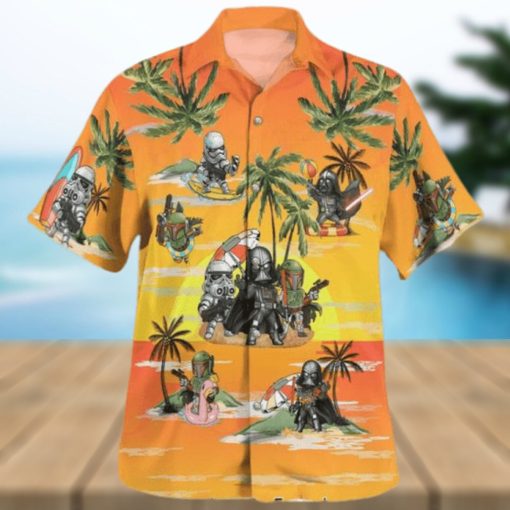 Vader Boba Fett Trooper Summer Time Hawaiian Shirt Sunset Yellow