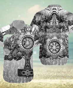 Valknut Vegvisir With Mjolnir Hawaiian Shirt