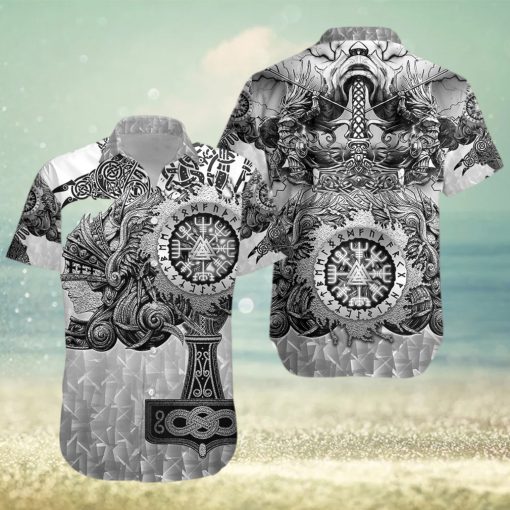 Valknut Vegvisir With Mjolnir Hawaiian Shirt