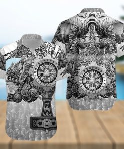 Valknut Vegvisir With Mjolnir Hawaiian Shirt