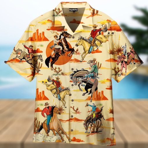 Vintage Cowboy Riding Horse Hawaiian Shirt