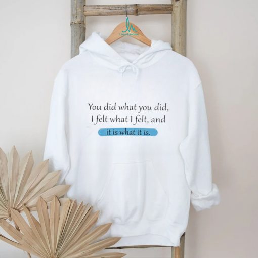 You Did What You Did I Felt What I Felt And It Is What It Is Shirt