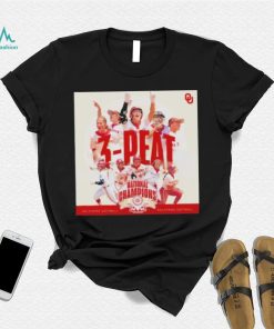 3 peat 2023 national champions oklahoma sooners softball shirt Shirt