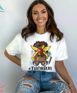 Afro Messy Bun Teacher Life, Back To School Supplies T Shirt