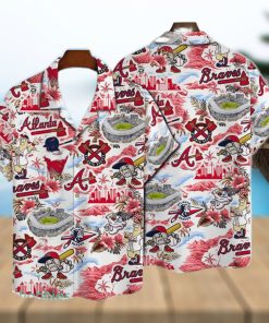 Atlanta Braves Baseball Pattern On White Background Print Hawaiian Shirt