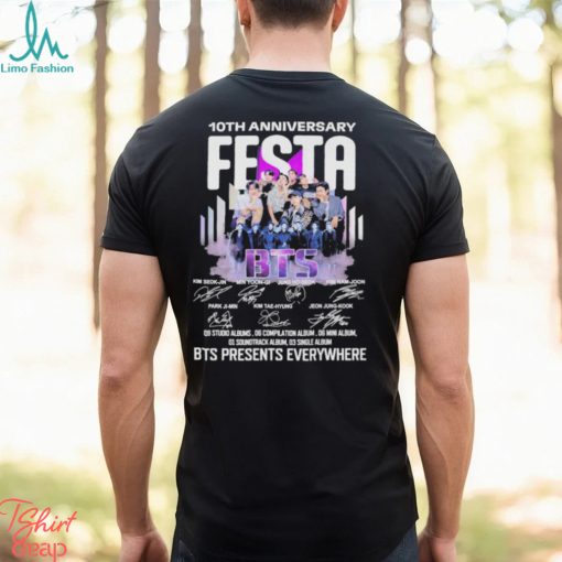 BTS Festa 10th anniversary BTS Presents everywhere signatures shirt