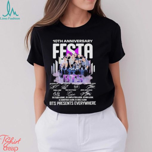 BTS Festa 10th anniversary BTS Presents everywhere signatures shirt