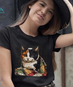 CALICO CAT ON A QUILT SHIRT