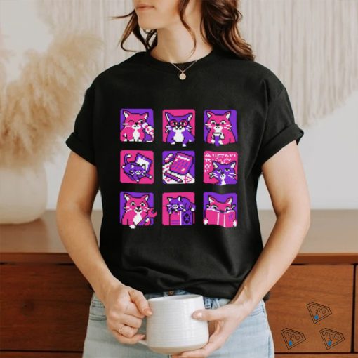 Cats in Stem cats with Jobs pixel art shirt