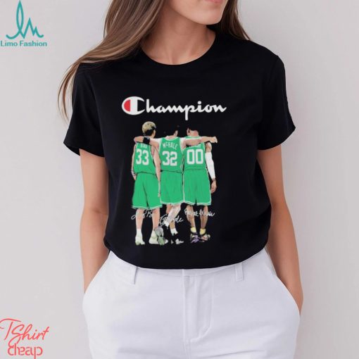 Champion Larry Bird, Kevin McHale and Robert Parish Boston Celtics signatures shirt
