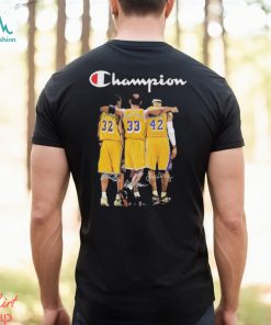 Champion Magic Johnson Kareem Abdul Jabbar and James Worthy LA Lakers signatures shirt