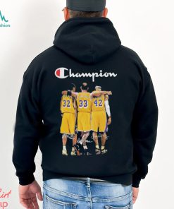 Champion Magic Johnson Kareem Abdul Jabbar and James Worthy LA Lakers signatures shirt