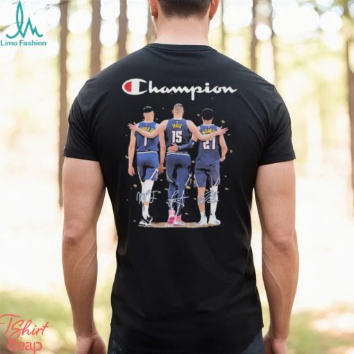 Champion Michael Porter Jr, Nikola Jokic and Jamal Murray Denver Nuggets signatures shirt