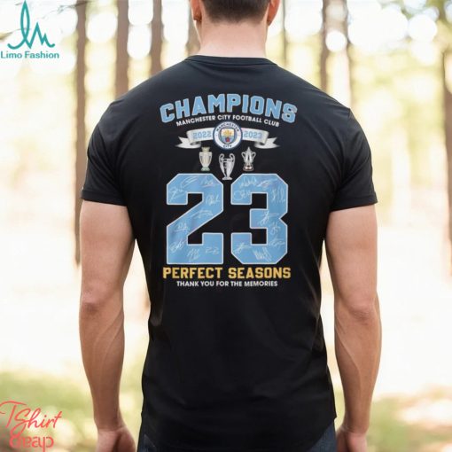 Champions Manchester City Football Club 2023 Perfect Seasons Thank You For The Memories T Shirt