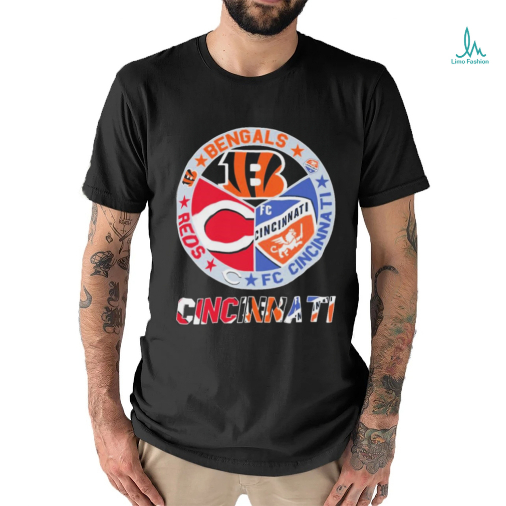 Cincinnati Circle Logo Sport Teams Bengals Reds Unisex Tshirt