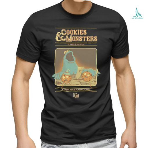 Cookie Monster X Dungeons and Dragons Cookies and Monsters players manual a tasty role playing game shirt