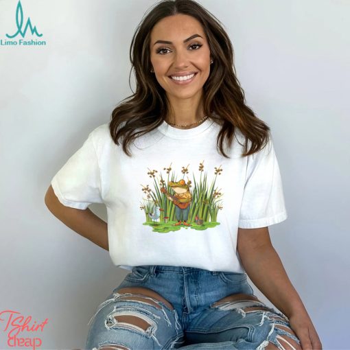 Cottagecore Frog Playing Guitar in Countrycore Aesthetic T Shirt