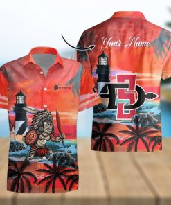 Custom Name San Diego State Aztecs Men’s Basketball Mascot Beach Pattern For Fans 3D Hawaiian Shirt
