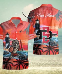 Custom Name San Diego State Aztecs Men’s Basketball Mascot Beach Pattern For Fans 3D Hawaiian Shirt
