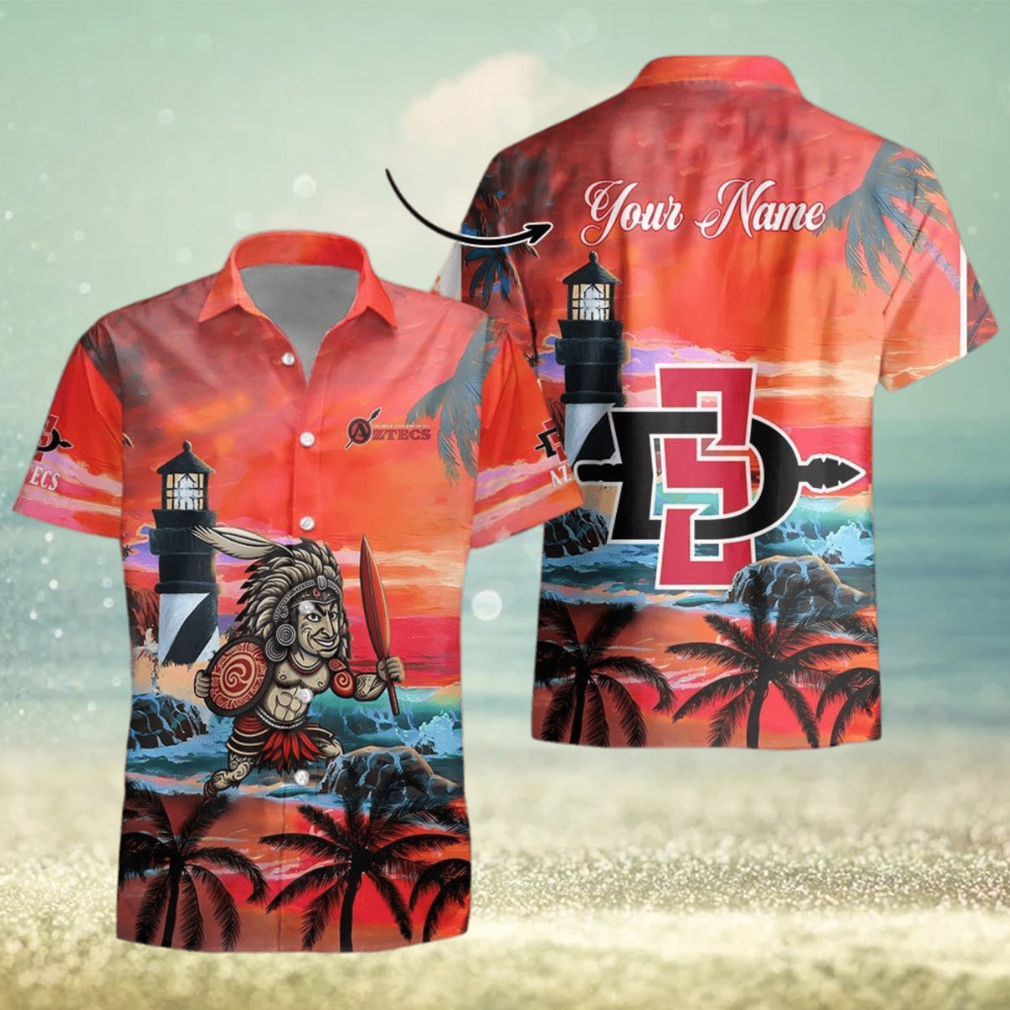 Custom Name San Diego State Aztecs Men’s Basketball Mascot Beach Pattern For Fans 3D Hawaiian Shirt Custom Name San Diego State Aztecs Men’s Basketball Mascot Beach Pattern For Fans 3D Hawaiian Shirt