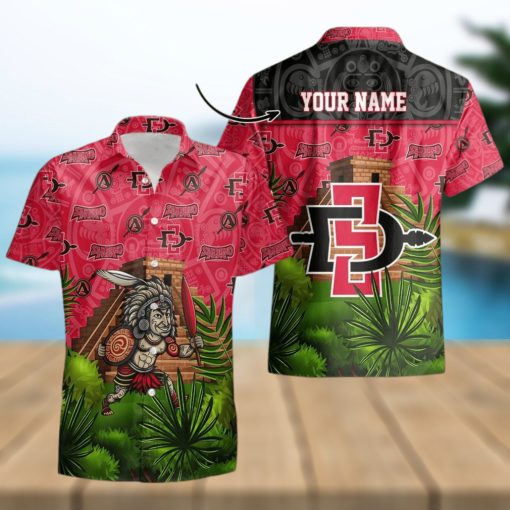 Custom Name San Diego State Aztecs Men’s Basketball Tropical Pattern For Fans 3D Hawaiian Shirt