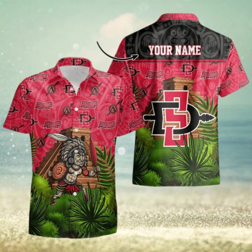 Custom Name San Diego State Aztecs Men’s Basketball Tropical Pattern For Fans 3D Hawaiian Shirt