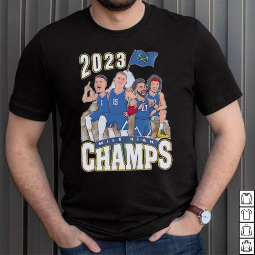 Denver Nuggets 2023 Mile High champs players flag shirt