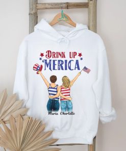 Drink Up Merica Personalized July 4th Gift, Custom T Shirt, Personalized Tee for Independence Day