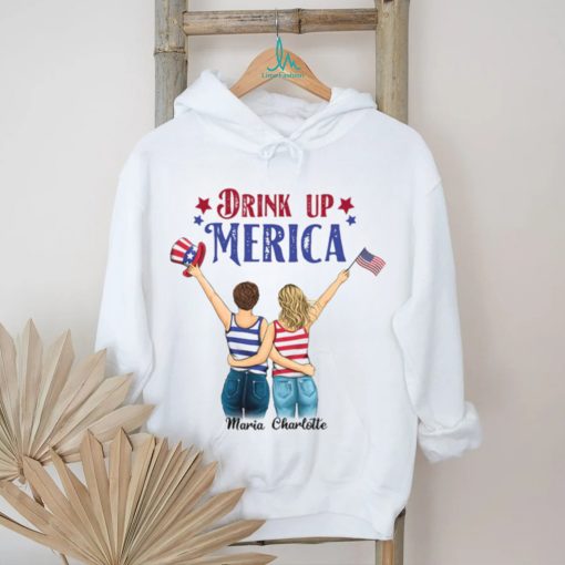 Drink Up Merica Personalized July 4th Gift, Custom T Shirt, Personalized Tee for Independence Day