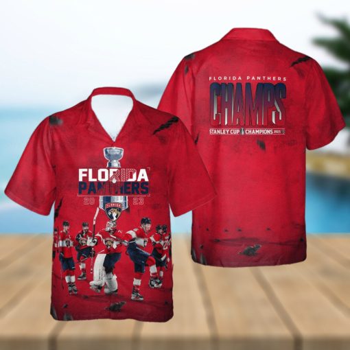 Florida Panthers National Hockey League Champions 2023 On Red Background 3D Hawaiian Shirt
