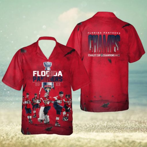 Florida Panthers National Hockey League Champions 2023 On Red Background 3D Hawaiian Shirt
