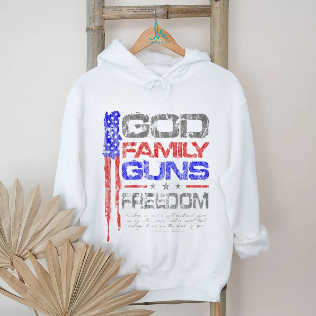 GOD, FAMILY, GUNS, FREEDOM Conservative American Flag Shirt