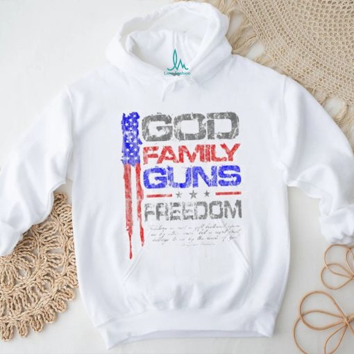 GOD, FAMILY, GUNS, FREEDOM Conservative American Flag Shirt