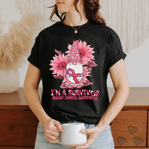 Gnome Sunflower Im A Survivor Breast Cancer Awareness shirt