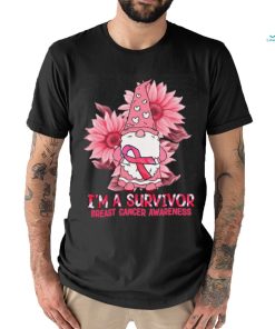 Gnome Sunflower Im A Survivor Breast Cancer Awareness shirt