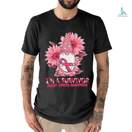 Gnome Sunflower Im A Survivor Breast Cancer Awareness shirt