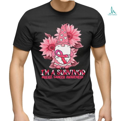 Gnome Sunflower Im A Survivor Breast Cancer Awareness shirt