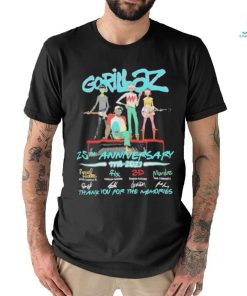 Gorillaz 25th Anniversary 1998 – 2023 Thank You For The Memories Unisex T Shirt
