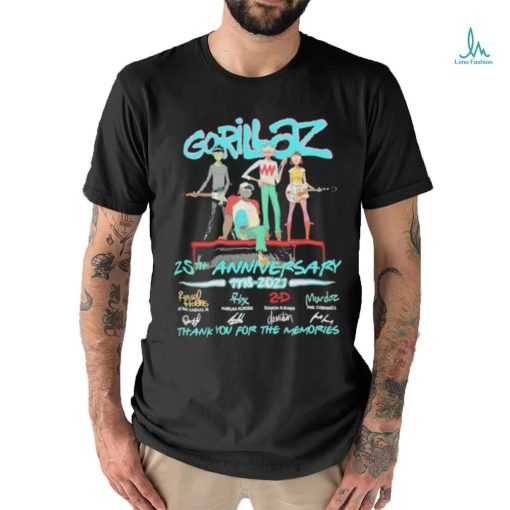 Gorillaz 25th Anniversary 1998 – 2023 Thank You For The Memories Unisex T Shirt