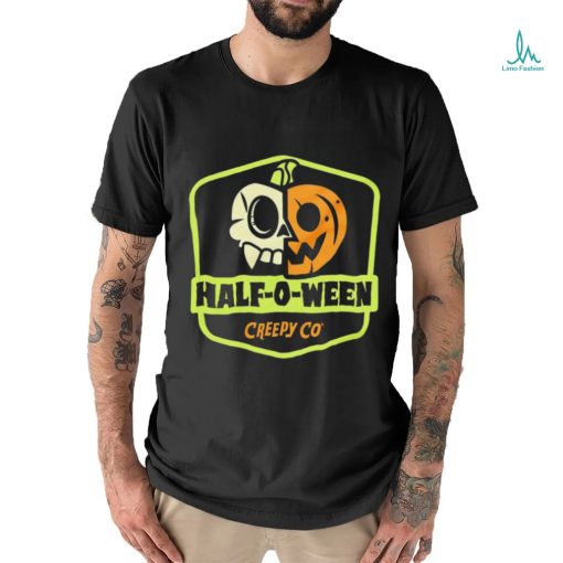 Half skull and Pumpkin Half o ween shirt