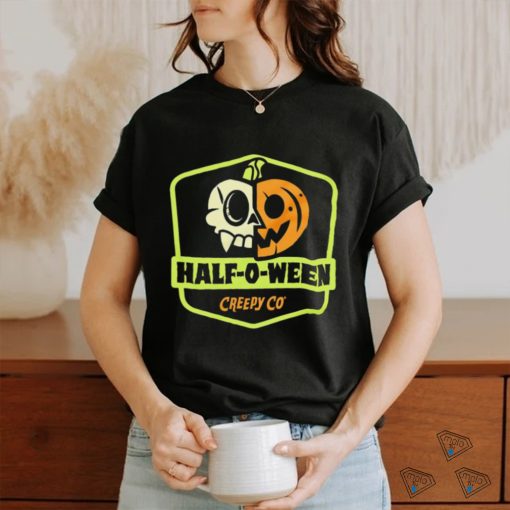 Half skull and Pumpkin Half o ween shirt