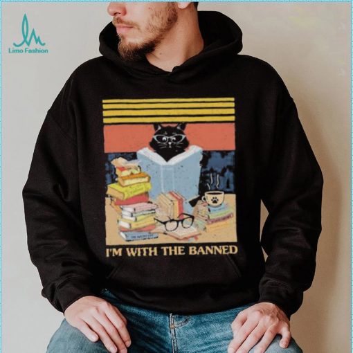 I’m With The Banned Black cat read book vintage shirt