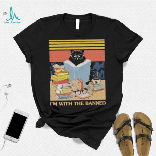 I’m With The Banned Black cat read book vintage shirt