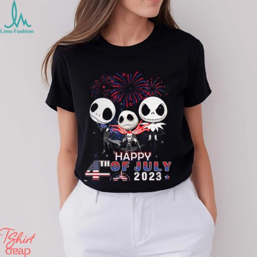 Jack Skellington Red Blue Fireworks Happy 4th Of July 2023 Tshirts