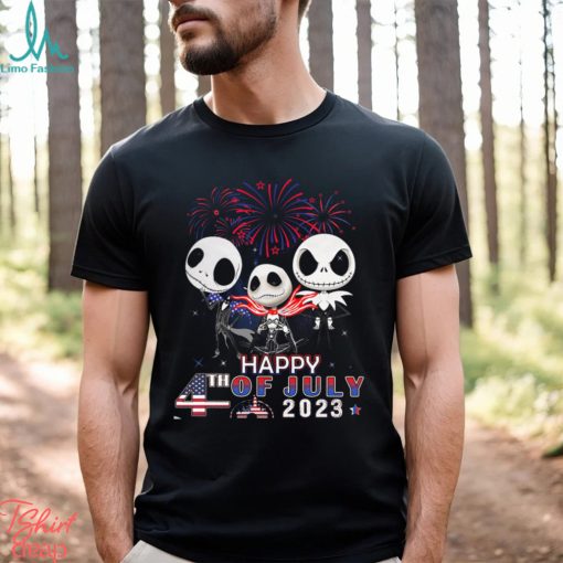 Jack Skellington Red Blue Fireworks Happy 4th Of July 2023 Tshirts